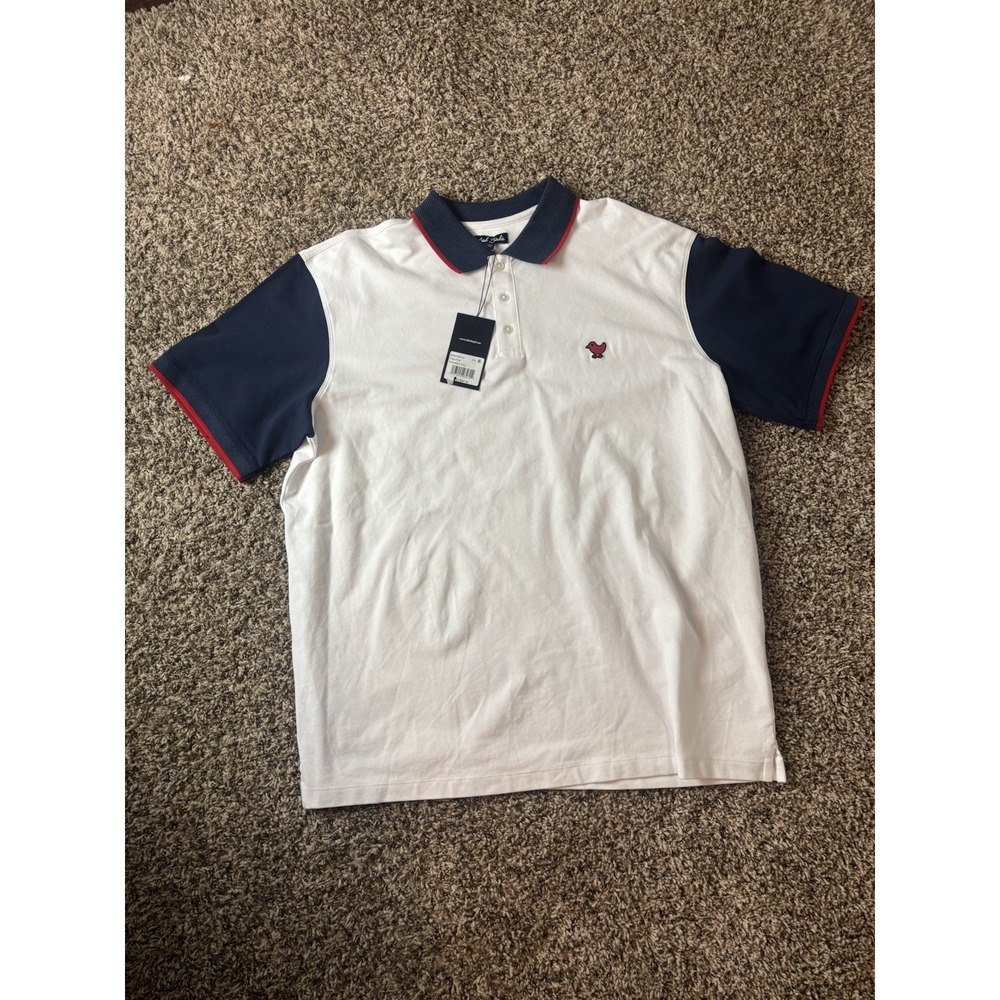 Bad Birdie Pique Polo Shirt Men's XXL‎ Blue/Red/White Collar Short Sleeve